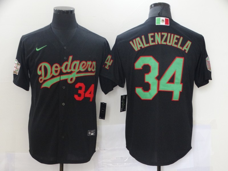 Men's Los Angeles Dodgers Fernando Valenzuela #34 Black Jersey